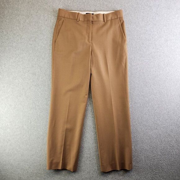 Theory Pants Womens 2 Beige Lavzin Continuous Wool Blend Crop Straight Neutral - Picture 1 of 15